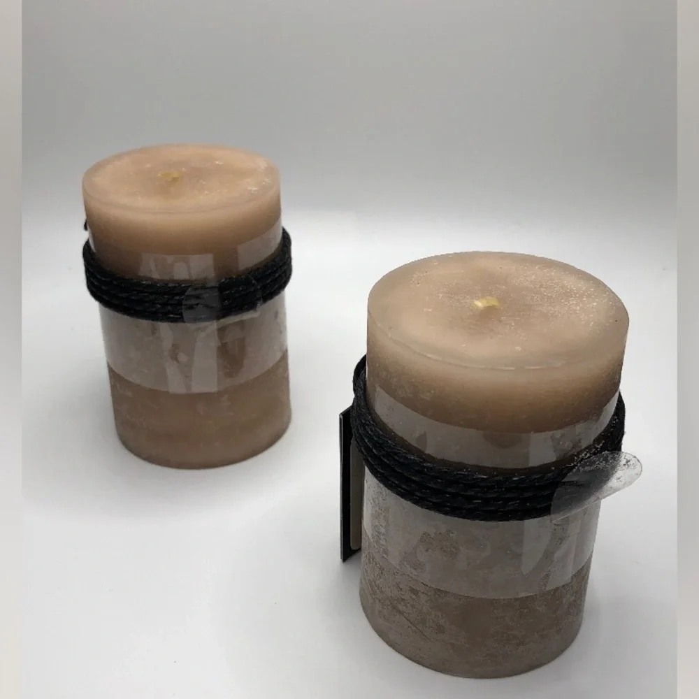 Pier 1 Bougie Inodore Uncented Candles, Tan, 2” x 3”, Set of 2